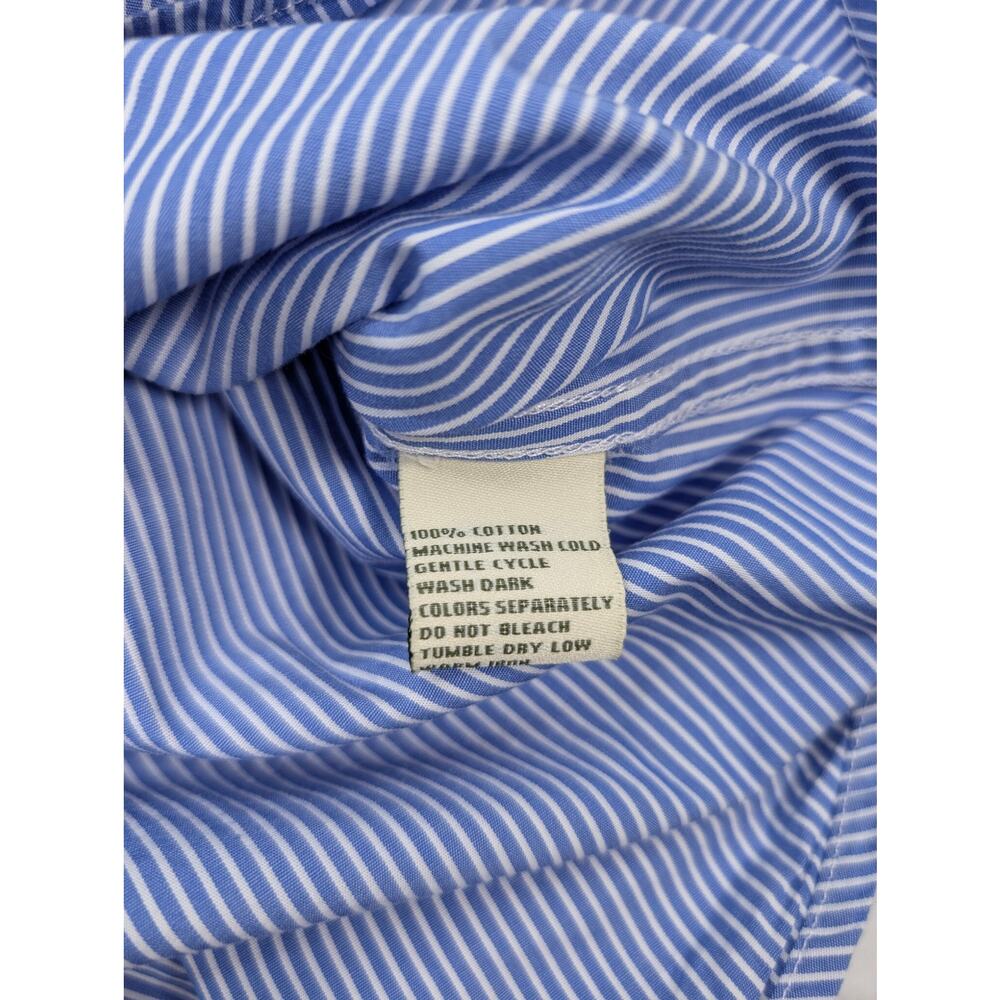 Donald Ross Mens Button Down Shirt Large Stripe Blue White ODCC Golf - Picture 8 of 9